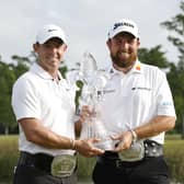 Rory McIlroy and Shane Lowrypose with the trophy after winning the Zurich Classic of New Orleans at TPC Louisiana. Picture: Chris Graythen/Getty Images.