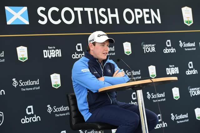 Bob MacIntyre duing a video press conference ahead of the abrdn Scottish Open at The Renaissance Club in East Lothian. Picture: Mark Runnacles/Getty Images.