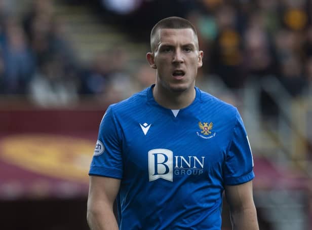 Alex Mitchell in action for St Johnstone during a cinch Premiership match between Motherwell and St. Johnstone at Fir Park, on August 06, 2022, in Motherwell, Scotland.