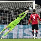 Scotland's Zander Clark makes a save during the 2-2 draw in Georgia. (Photo by Craig Williamson / SNS Group)