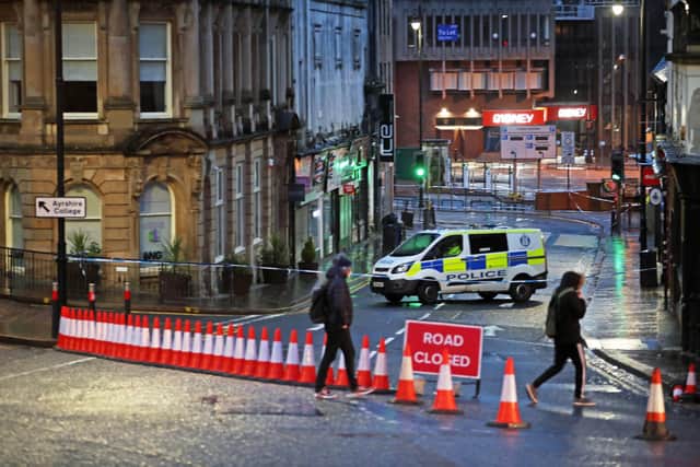 Police Scotland confirmed that areas in the town centre remained cordoned off on Friday morning (PA Media)