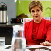 Scotland's First Minister Nicola Sturgeon during a visit to Shelter Scotland in Edinburgh