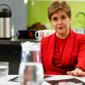 Scotland's First Minister Nicola Sturgeon during a visit to Shelter Scotland in Edinburgh
