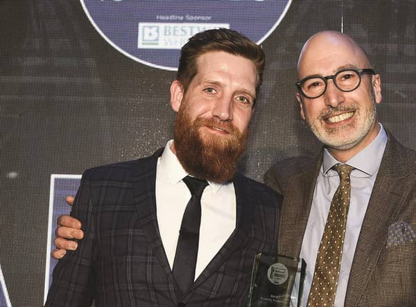 Callum Hain of Akva in Fountainbridge, left, is handed the Best Family Friendly title by Victor Contini at the last Edinburgh Evening News Restaurant Awards ceremony held in 2019. Picture: Neil Hanna