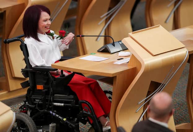 Labour MSP Pam Duncan-Glancy attends the Oath and Affirmation ceremony at the Scottish Parliament in Edinburgh, Scotland on May 13, 2021. Photo by Russell Cheyne/AFP