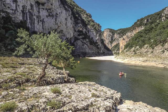 The spectacular cliffs of the Gorges de l’Ardèche in South-eastern France, are best seen from the river.