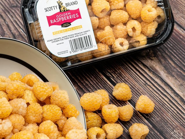 Exclusive to Asda - Scotty Brand and Bruce Farms' Scottish Grown Golden Raspberries
