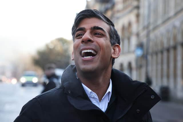 Prime Minister Rishi Sunak walks through the local streets during a visit to Winchester, England. Picture: Dan Kitwood/Getty Images