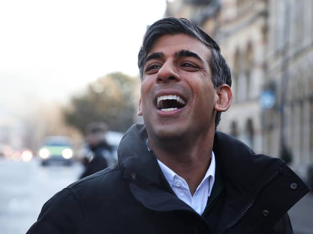 Prime Minister Rishi Sunak walks through the local streets during a visit to Winchester, England. Picture: Dan Kitwood/Getty Images
