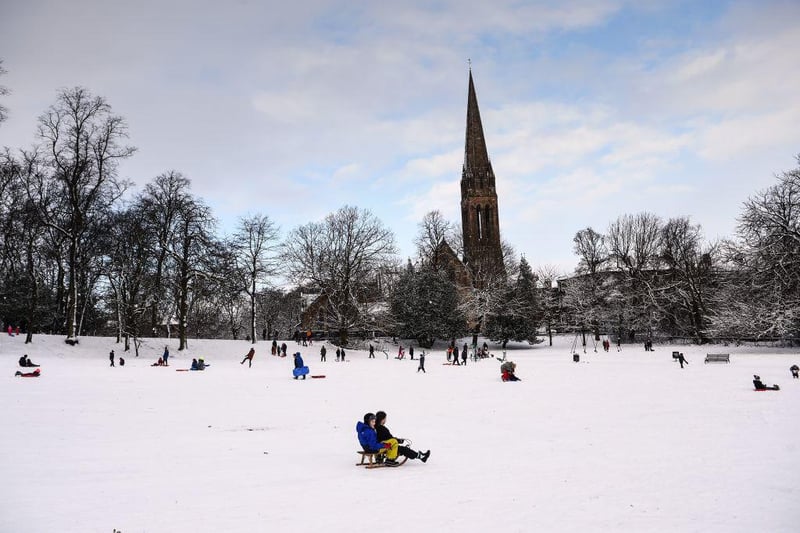 People took to Queen’s Park in Glasgow with their sledges in hand, ready to enjoy the snow.