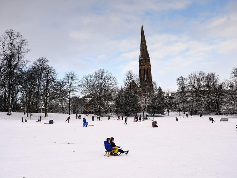 People took to Queen’s Park in Glasgow with their sledges in hand, ready to enjoy the snow.
