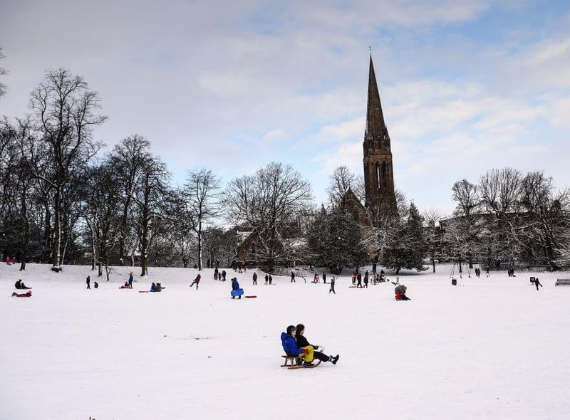 People took to Queen’s Park in Glasgow with their sledges in hand, ready to enjoy the snow.