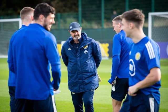 Scotland Manager Steve Clarke during a Scotland training session at the Oriam.