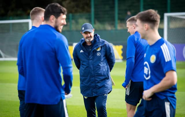 Scotland Manager Steve Clarke during a Scotland training session at the Oriam.