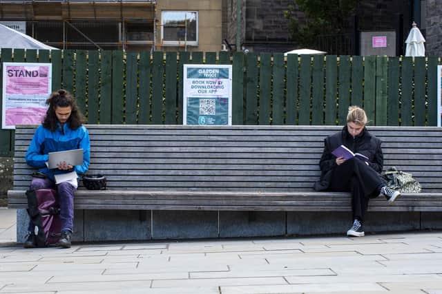 Edinburgh's Bristo Square is still quiet.