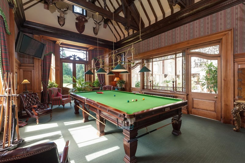 Interior: There are ten comfortable ensuite bedrooms, as well as an impressive drawing room, library, dining hall, billiard room, and cinema. Guests can enjoy jumping into its sauna after a work out in the gym.