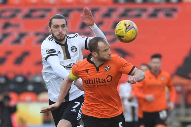 Aberdeen on-loan striker Fraser Hornby (left) is in line to return this weekend against St Johnstone (Photo by Craig Foy / SNS Group)