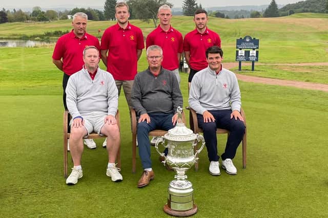 Lothians team manager Neil Anderson and his players after winning the Scottish Area Team Championship at Kings Golf Club in Inverness