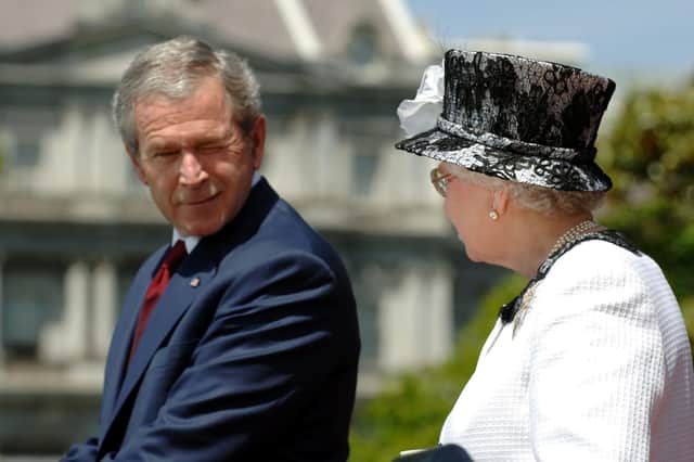 Former US President George Bush and Queen Elizabeth II at the White House, Washington DC during his presidency.
