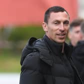Former Celtic player Scott Brown was in attendance at the Queens Park v Dunfermline play-off first leg at Firhill Stadium on Wednesday night.  (Photo by Craig Foy / SNS Group)