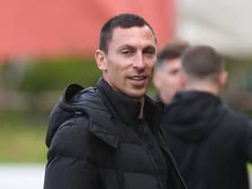Former Celtic player Scott Brown was in attendance at the Queens Park v Dunfermline play-off first leg at Firhill Stadium on Wednesday night.  (Photo by Craig Foy / SNS Group)