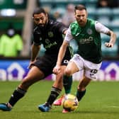 Hibs striker Martin Boyle and Celtic defender Cameron Carter-Vickers in action during the last league meeting between the sides in October, which Celtic won 3-1. (Photo by Craig Williamson / SNS Group)