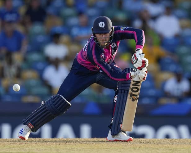 Scotland's captain Richie Berrington bats against Namibia.