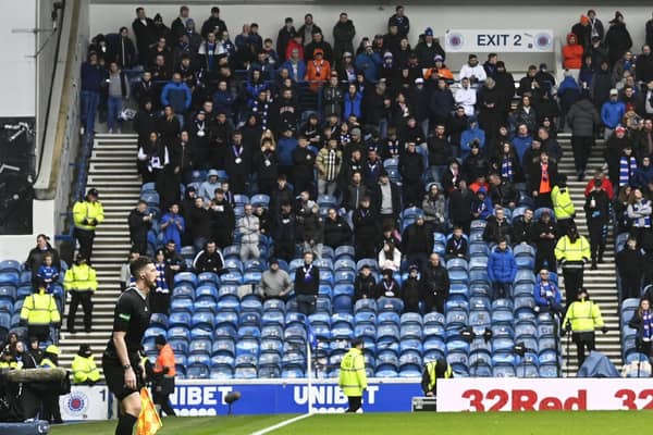 Rangers fan group, Union Bears, leave their seats empty in protest at the club during the Scottish Cup quarter-final win over Raith.  (Photo by Rob Casey / SNS Group)