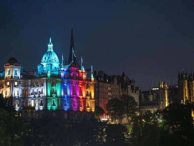 Last night the headquarters of the Bank of Scotland was illuminated in the colours of the rainbow for Pride Edinburgh 2022.