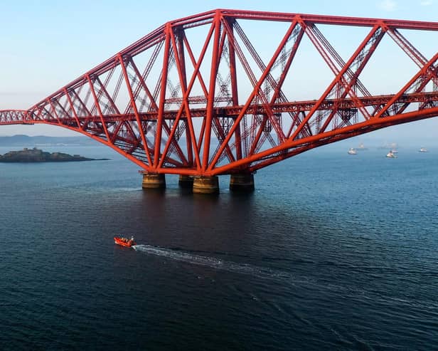 Aerial shot of the Queensferry RNLI lifeboat on a 'shout' in the Firth of Forth
Pic: Forth Air Ltd