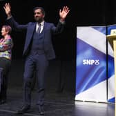 First Minister Humza Yousaf at the SNP's campaign conference. Image: Jeff J Mitchell/Getty Images.