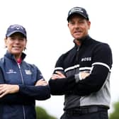 Hosts Annika Sorenstam and Henrik Stenson pose for a photograph during a practice round prior to the Volvo Car Scandinavian Mixed at Halmstad Golf Club in Sweden. Picture: Naomi Baker/Getty Images.