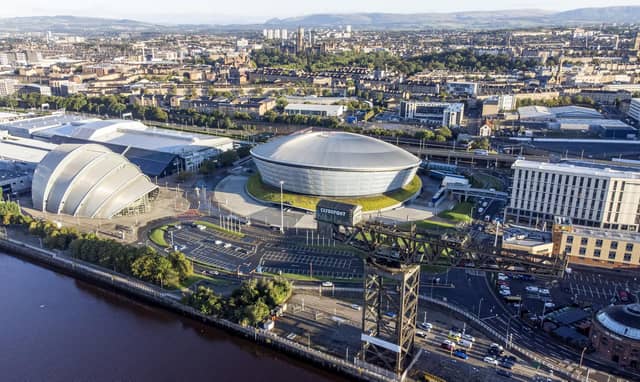The Armadillo, Exhibition Halls and SSE Hydro, on the Scottish Event Campus alongside the River Clyde in Glasgow, which will host the UN Climate Change Conference of the Parties (Cop26) next month.