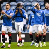 Rangers players are dejected at full time after the 2-1 defeat to Motherwell. (Photo by Rob Casey / SNS Group)