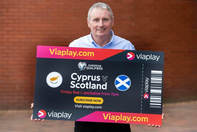 GLASGOW, SCOTLAND - SEPTEMBER 06: Tom Boyd during a photocall to promote the Cyprus v Scotland game, at Hampden Park, on August 05, 2023, in Glasgow, Scotland.
Tom Boyd promoting Viaplay’s live and exclusive coverage of Cyprus v Scotland. Viaplay is available to stream from viaplay.com or via your TV provider on Sky, Virgin TV and Amazon Prime as an add-on subscription. (Photo by Alan Harvey / SNS Group)