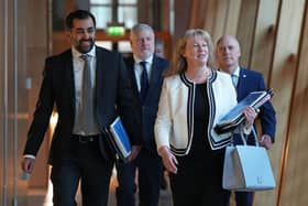 Scotland's First Minister Humza Yousaf and Finance Secretary Shona Robison before she delivered the Scottish Government's Budget  (Picture: Andy Buchanan/AFP)