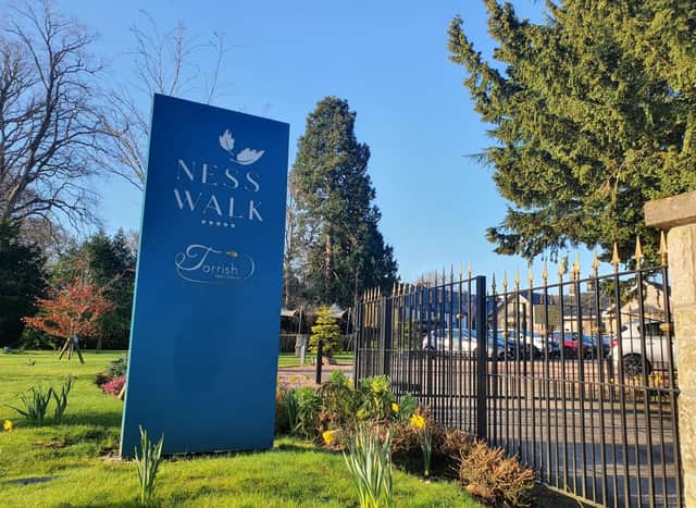 The entrance to Ness Walk Hotel, Inverness, looks out onto the River Ness. Pic: Rachael Davies.