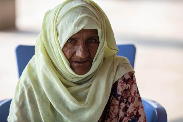 Haleema says her family has been living in a tent since the floods last September. Picture: Khaula Jamil/DEC