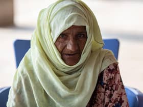 Haleema says her family has been living in a tent since the floods last September. Picture: Khaula Jamil/DEC