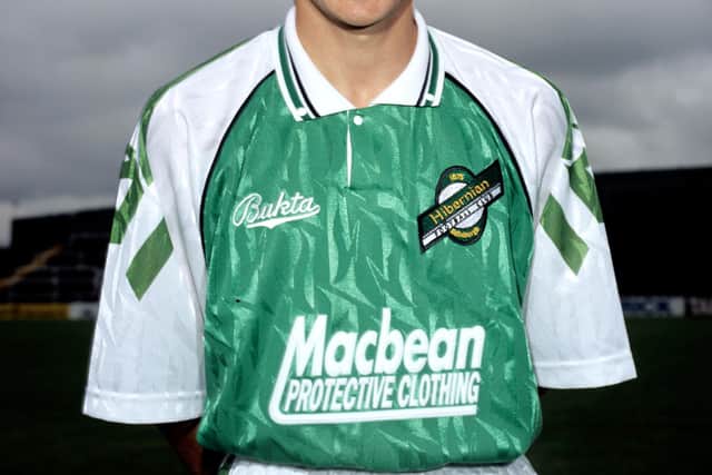 All smiles as a Hibs kid before his boot-room initiation