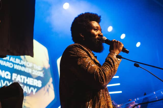 Young Fathers star Alloysious Massaquoi at the Scottish Album of the Year Awards.