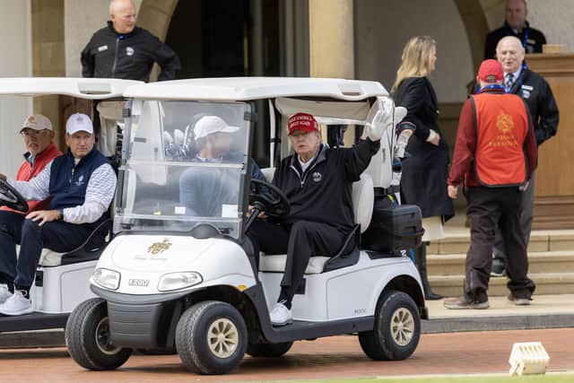 Donald Trump visited his Scottish resorts in May 2023, playhing several rounds of golf at Turnberry. Picture: Robert Perry/Getty Images