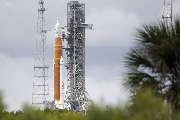 Nasa will launch its new moon rocket later today, marking the next chapter in putting humans back on the moon. Photo by Joel Kowsky/NASA via Getty Images