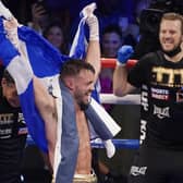 Josh Taylor celebrates after defeating Jose Ramirez by a unanimous decision in Las Vegas. Picture: John Locher/AP