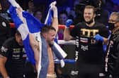 Josh Taylor celebrates after defeating Jose Ramirez by a unanimous decision in Las Vegas. Picture: John Locher/AP