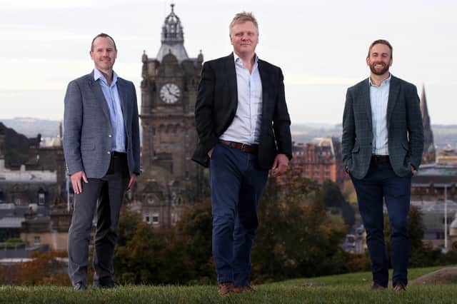 Left to right in photo are Jeff Drennan, Roger Daynes and Jamie Watts of Amplifi Solutions, which has been expanding its footprint in Scotland. Picture: Stewart Attwood