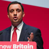 Scottis Labour leader Anas Sarwar addresses delegates at the Labour Party conference in Liverpool last month (Picture: Ian Forsyth/Getty Images)