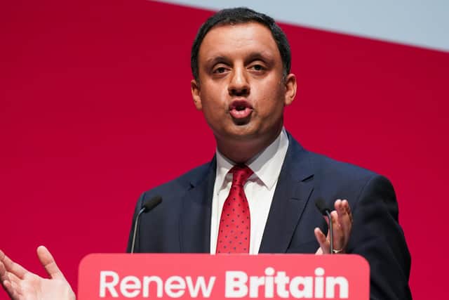 Scottis Labour leader Anas Sarwar addresses delegates at the Labour Party conference in Liverpool last month (Picture: Ian Forsyth/Getty Images)