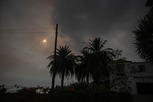 Smoke billowing as a wild fire rages on the Canary Island of La Palma. Picture: Desiree Martin/AFP via Getty Images