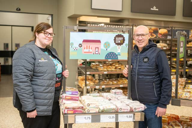 Ashleigh Campbell, Market Street senior manager at Morrisons Inverness, and Harry Gow director David Gow. Picture: contributed.